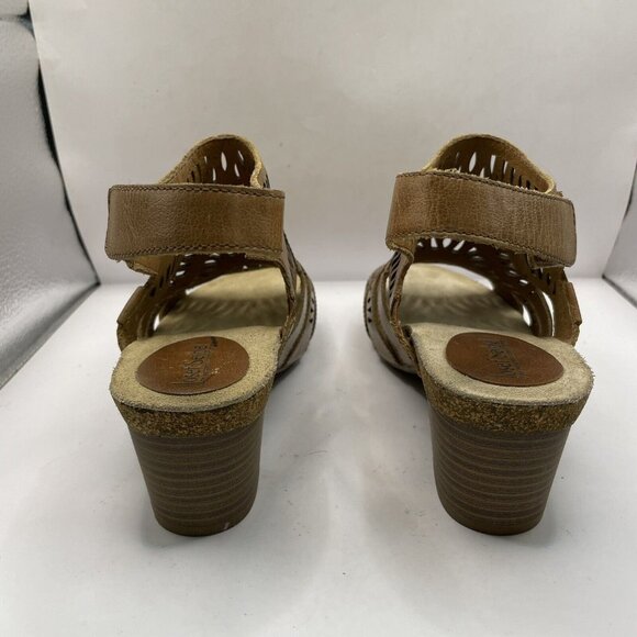 Josef Seibel Sunny Sandal Womens 39 US 8.5 Brown Leather High Heel Cutout - Picture 6 of 9